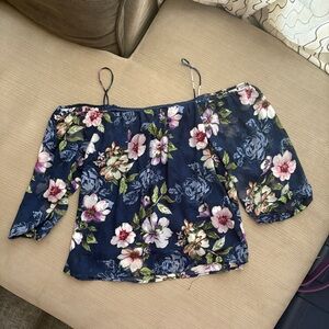 Alice Blue Navy Off Shoulder Blouse